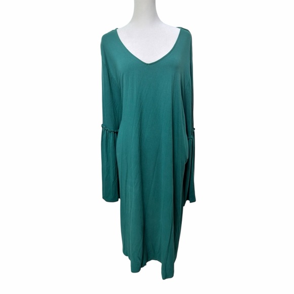 Boutique | Teal Long Sleeve V-Neck Dress – Size 3X - Picture 9 of 9